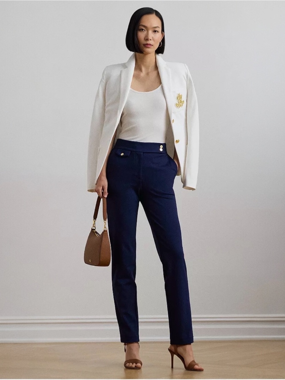 NWT Lauren Ralph Lauren Navy Stretch Ponte Crop Pant